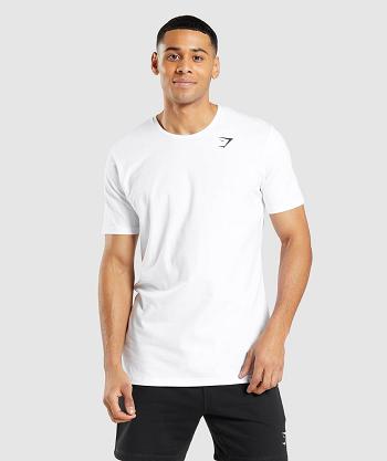 T Shirts Męskie Gymshark Essential Białe | PL 3783MQZ